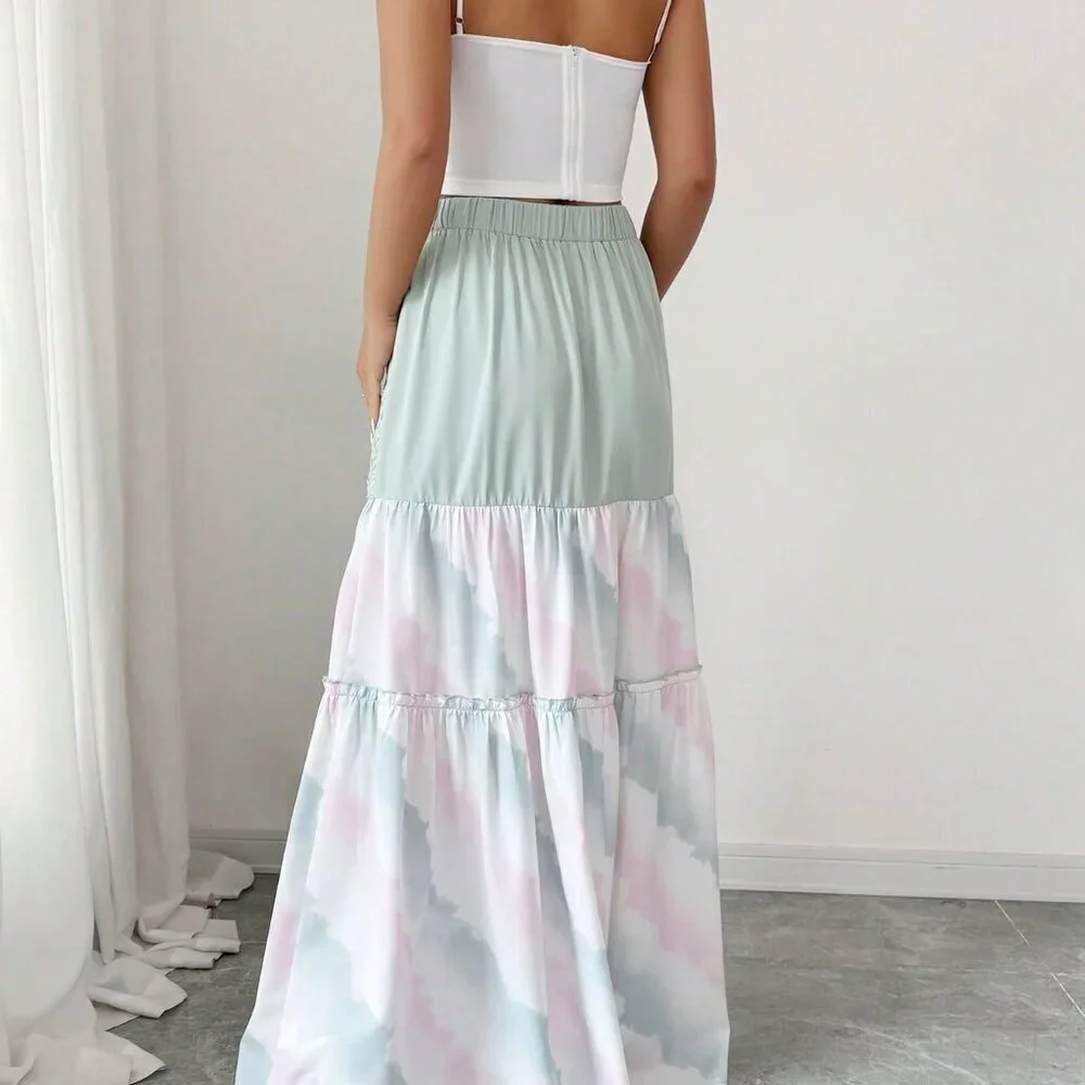 Multicolor Casual Women's Bohemian Holiday Skirt